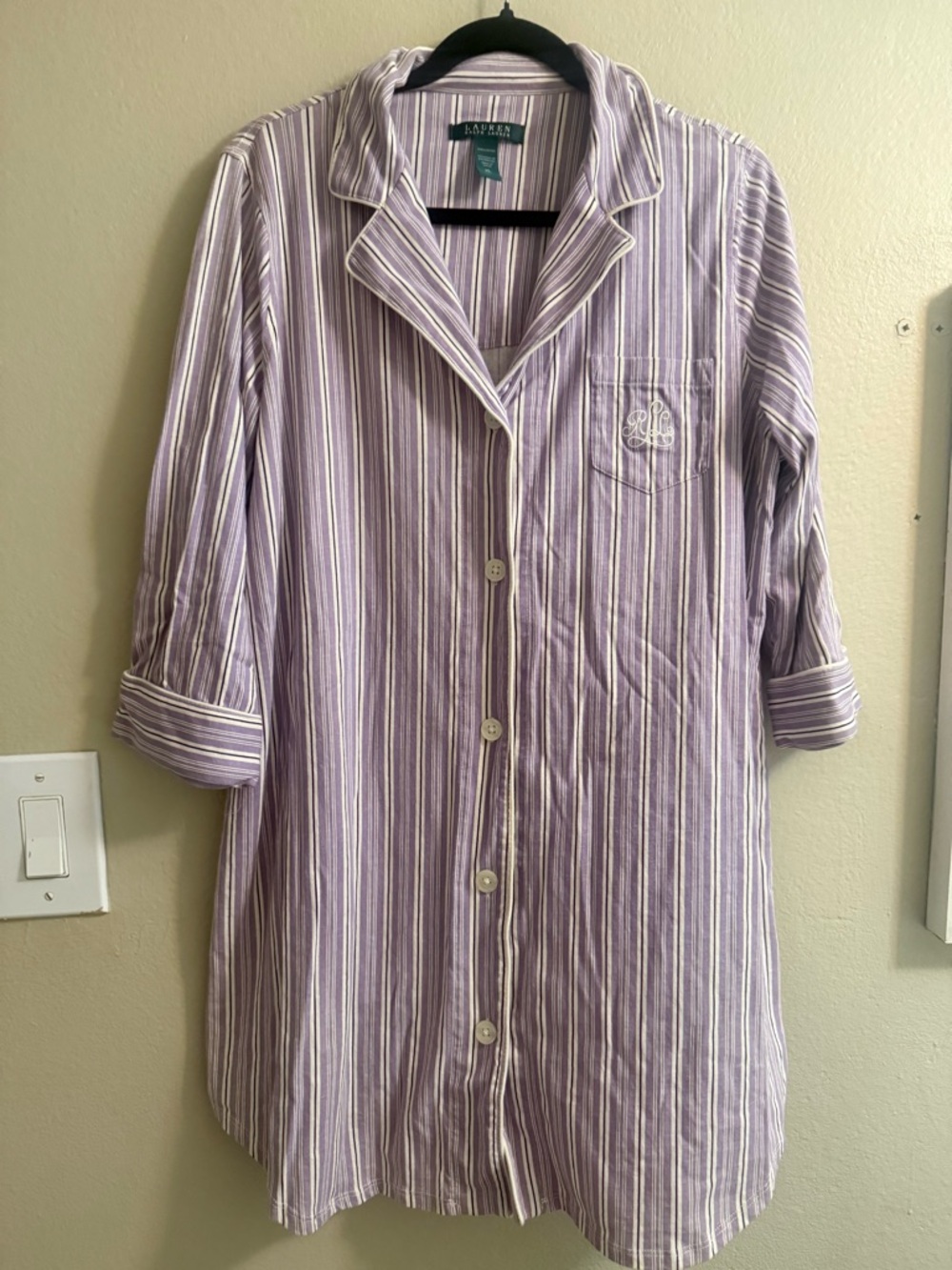 Ralph Lauren Lavender and White Striped Button-Down Shirt